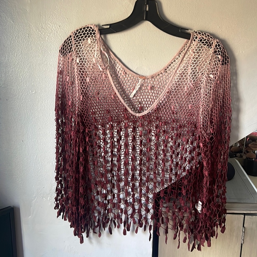 Free People shirt ombré pink and red